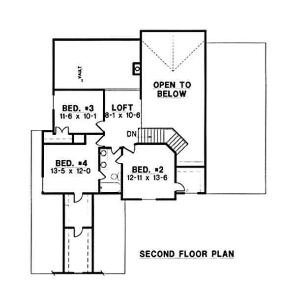 Traditional Floor Plan - Upper Floor Plan #67-141