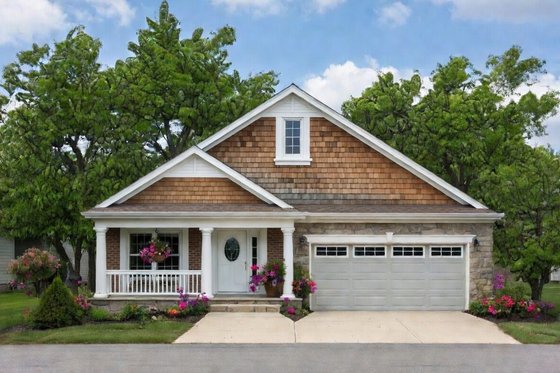 Exterior - Front Elevation for Cottage House Plan #20-1207 - 2 bed, 2 bath
