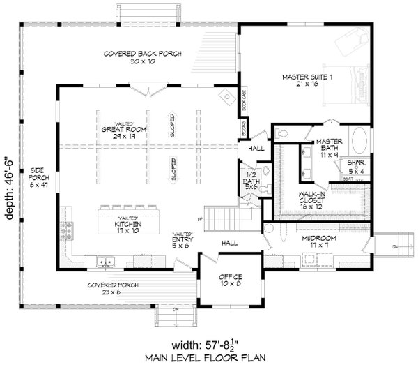 Farmhouse Floor Plan - Main Floor Plan #932-1184