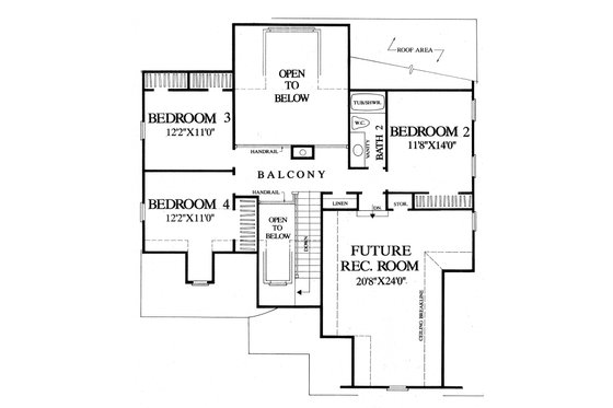 Floor Plan - Upper Floor for Cottage House Plan #137-390 - 5 bed, 3 bath