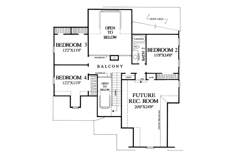 House Blueprint - Floor Plan - Upper Floor for Cottage House Plan #137-390 - 5 bed, 3 bath