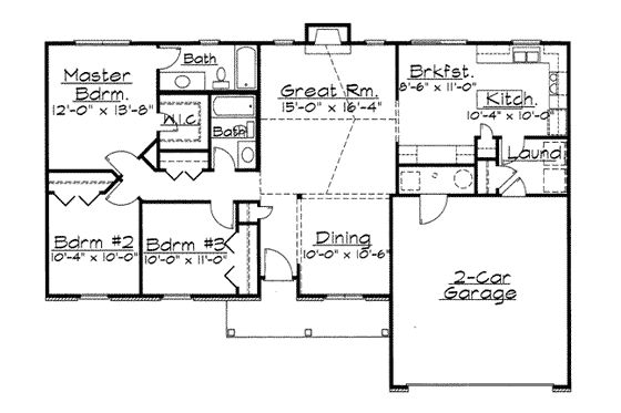 Floor Plan - Main Floor for Traditional House Plan #31-140 - 3 bed, 2 bath