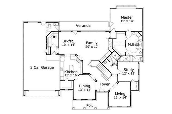 Floor Plan - Main Floor for Traditional House Plan #411-768 - 4 bed, 3.5 bath