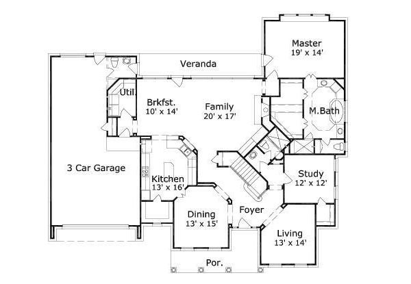 Floor Plan - Main Floor for Traditional House Plan #411-768 - 4 bed, 3.5 bath