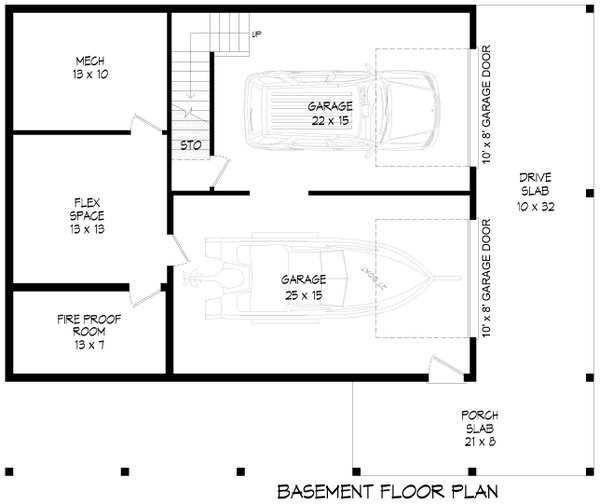 Southern Floor Plan - Lower Floor Plan #932-1076