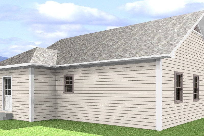 Architectural House Design - Exterior - Rear Elevation for Country House Plan #44-203 - 2 bed, 1 bath