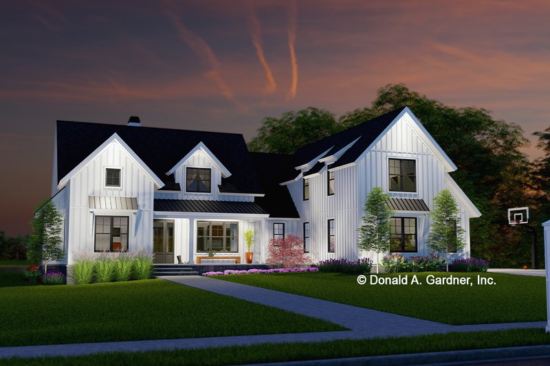 House Blueprint - Exterior - Front Elevation 3 for Farmhouse House Plan #929-1155 - 3 bed, 2.5 bath