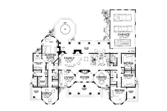 Floor Plan - Main Floor for Mediterranean House Plan #72-161 - 4 bed, 3 bath