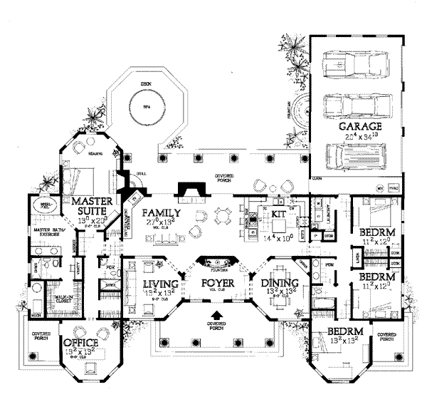 Architectural House Design - Mediterranean Floor Plan - Main Floor Plan #72-161