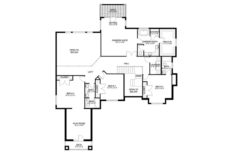 Dream House Plan - Floor Plan - Upper Floor for Traditional House Plan #1060-344 - 4 bed, 2.5 bath