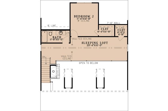 Floor Plan - Upper Floor for Cabin House Plan #923-453 - 2 bed, 2 bath