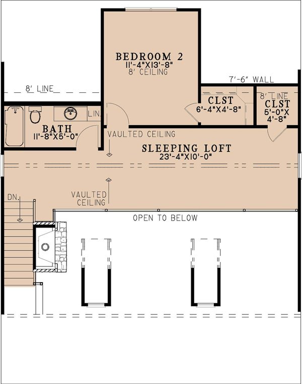 House Blueprint - Cabin Floor Plan - Upper Floor Plan #923-453