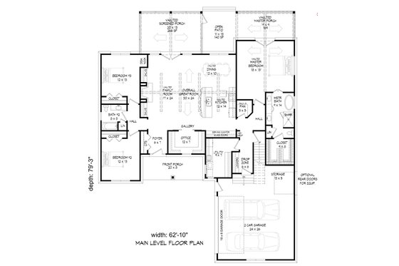 Floor Plan - Main Floor for Country House Plan #932-980 - 3 bed, 2 bath