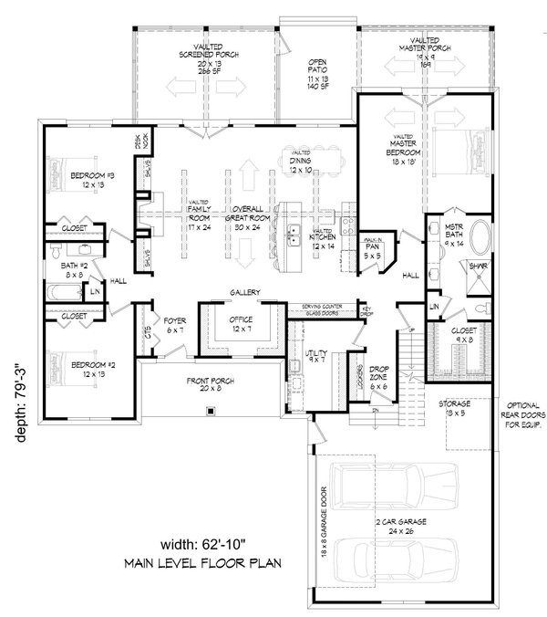 Country Floor Plan - Main Floor Plan #932-980