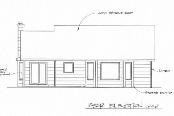 Exterior - Rear Elevation for Traditional House Plan #58-158 - 2 bed, 2 bath