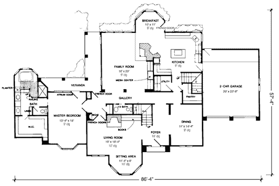 Floor Plan - Main Floor for European House Plan #410-196 - 4 bed, 3.5 bath