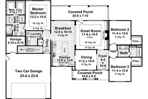 Floor Plan - Main Floor for Craftsman House Plan #21-357 - 3 bed, 2 bath