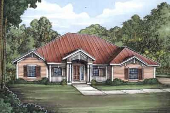 Exterior - Front Elevation for Southern House Plan #115-185 - 3 bed, 2 bath