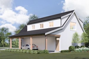 Exterior - Rear Elevation for Farmhouse House Plan #1114-10 - 2 bed, 1 bath
