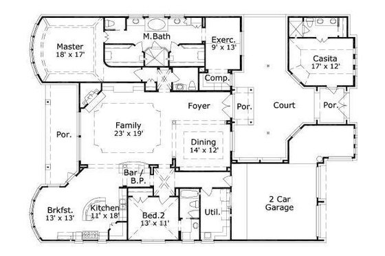 Floor Plan - Main Floor for European House Plan #411-575 - 3 bed, 3.5 bath
