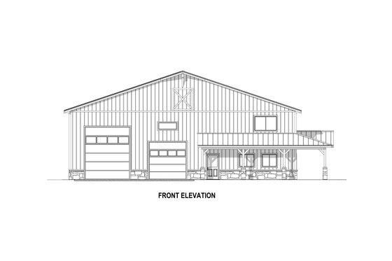 Exterior - Front Elevation 5 for Barndominium House Plan #1084-10 - 3 bed, 2.5 bath