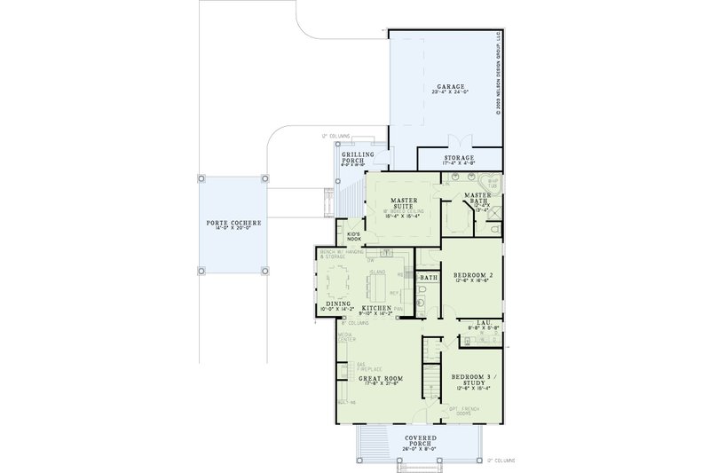 Home Plan - Floor Plan - Main Floor for Colonial House Plan #17-2861 - 3 bed, 2 bath