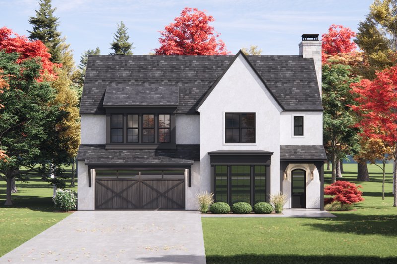 House Blueprint - Tudor Exterior - Front Elevation Plan #1096-174