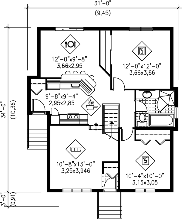 Traditional Floor Plan - Main Floor Plan #25-196