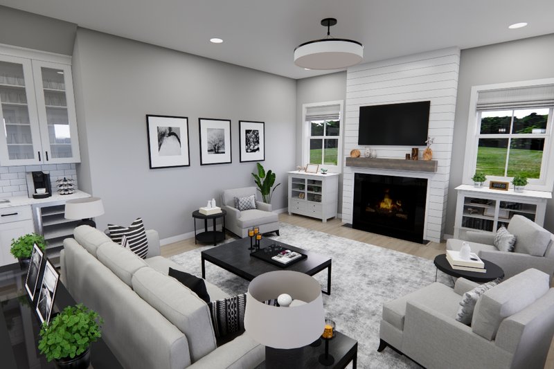 Architectural House Design - Interior - Family Room 2 for Farmhouse House Plan #51-1270 - 4 bed, 3.5 bath