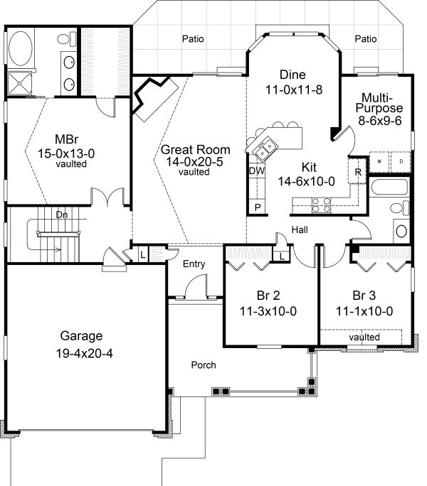 Architectural House Design - Traditional Floor Plan - Main Floor Plan #57-368