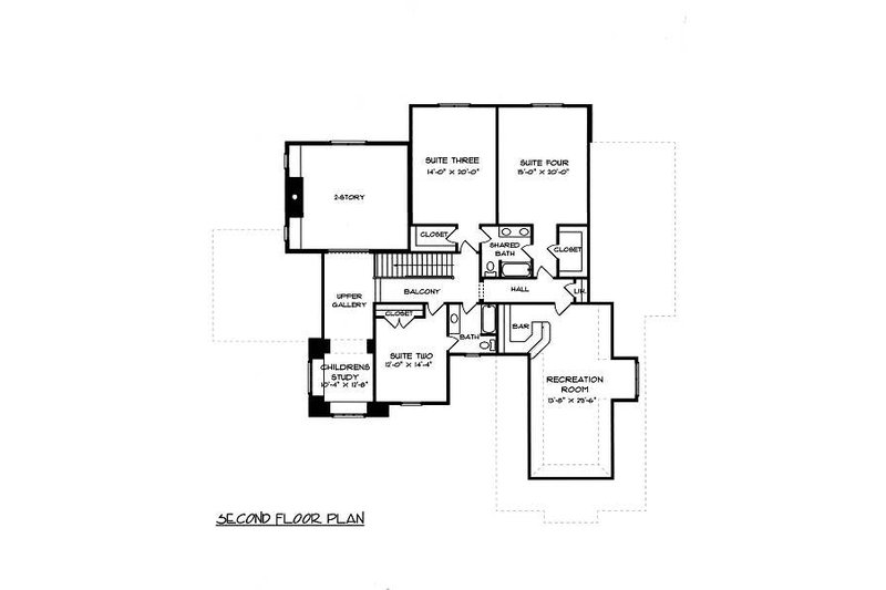 Dream House Plan - Floor Plan - Upper Floor for European House Plan #413-148 - 5 bed, 4 bath