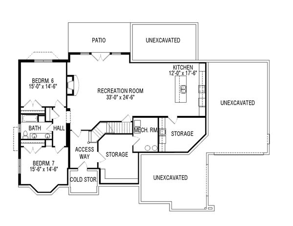 Architectural House Design - European Floor Plan - Lower Floor Plan #920-30