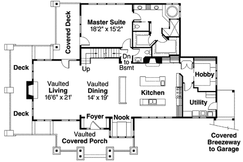 Home Plan - Floor Plan - Main Floor for Prairie House Plan #124-553 - 3 bed, 3.5 bath