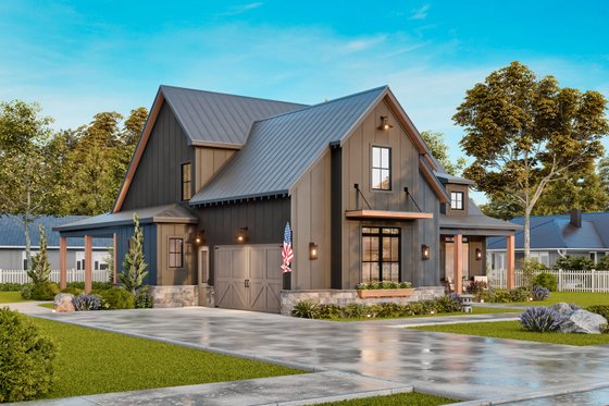 Exterior - Front Elevation 7 for Farmhouse House Plan #119-433 - 3 bed, 3.5 bath