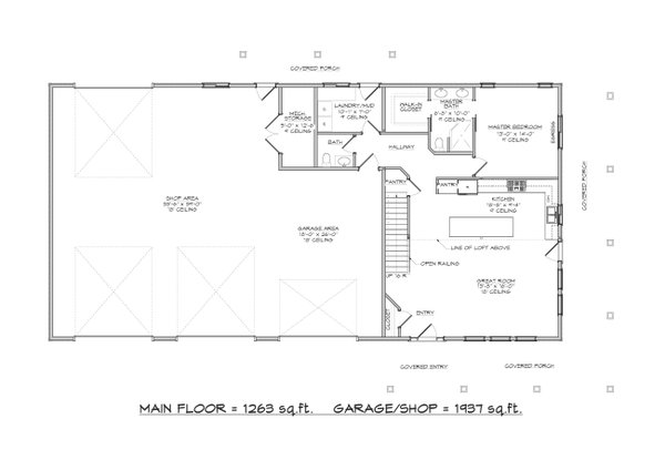 House Design - Barndominium Floor Plan - Main Floor Plan #1084-8