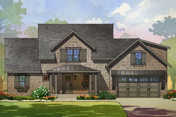 Exterior - Front Elevation 3 for Craftsman House Plan #901-138 - 4 bed, 2.5 bath