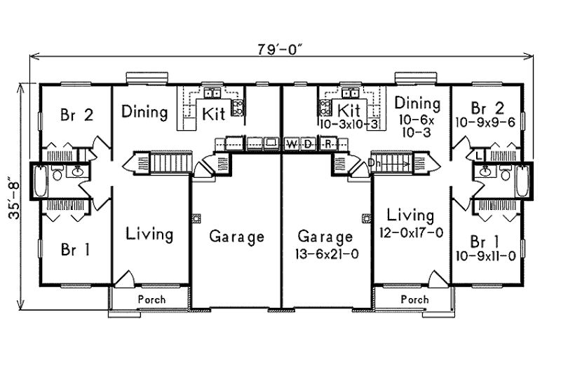 Dream House Plan - Floor Plan - Main Floor for Ranch House Plan #57-287 - 2 bed, 1 bath