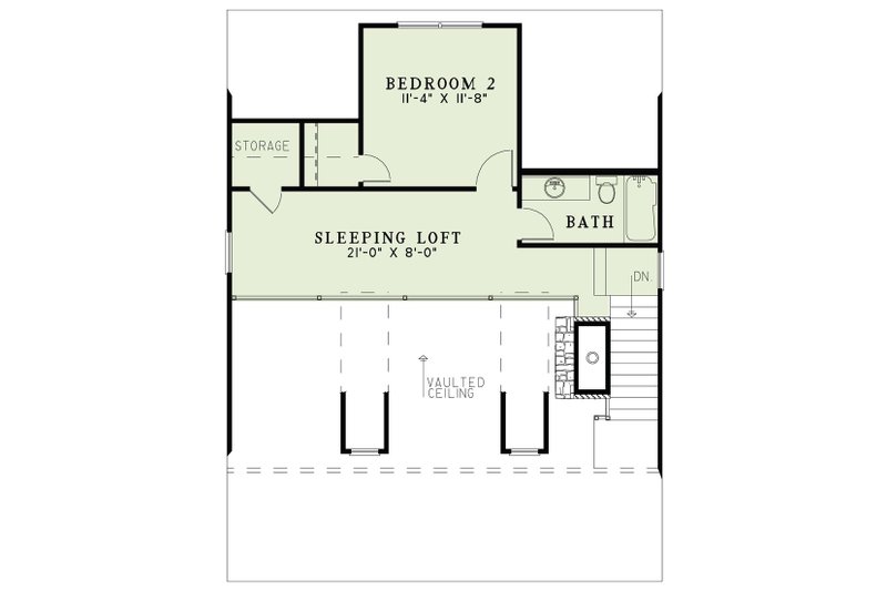 Home Plan - Floor Plan - Upper Floor for Cabin House Plan #17-2356 - 2 bed, 2 bath