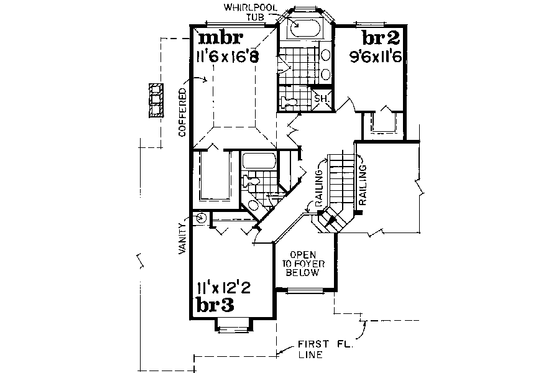 Floor Plan - Upper Floor for Traditional House Plan #47-626 - 3 bed, 2.5 bath