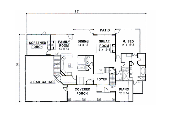 Floor Plan - Main Floor for Country House Plan #67-294 - 4 bed, 4 bath