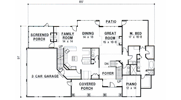 Country Floor Plan - Main Floor Plan #67-294