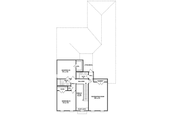 Floor Plan - Upper Floor for Colonial House Plan #81-364 - 4 bed, 4 bath
