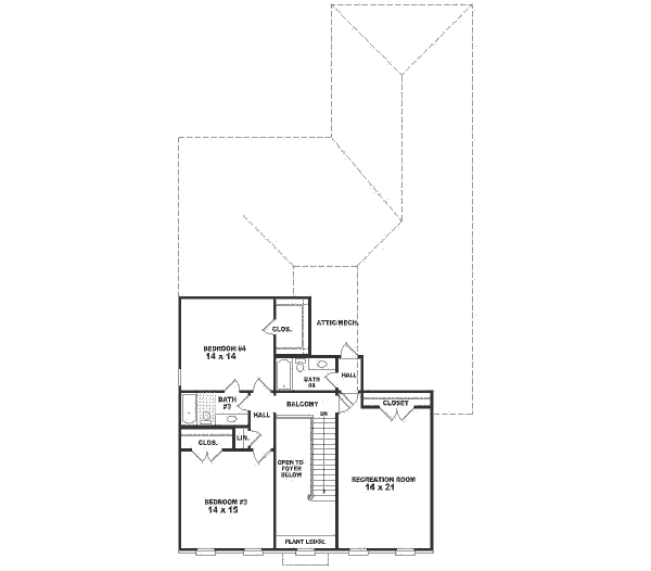 Colonial Floor Plan - Upper Floor Plan #81-364