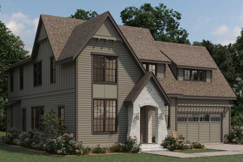 House Plan Design - Exterior - Front Elevation 4 for Tudor House Plan #461-97 - 4 bed, 3 bath