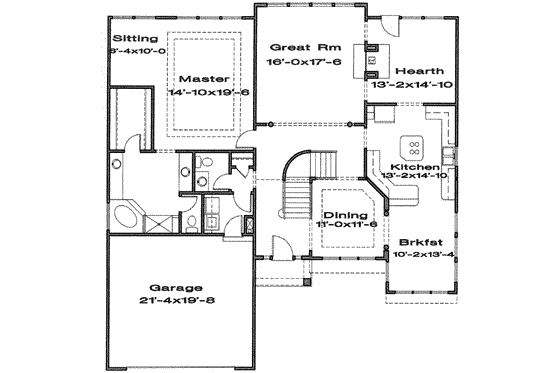 Floor Plan - Main Floor for Cottage House Plan #6-183 - 4 bed, 3.5 bath