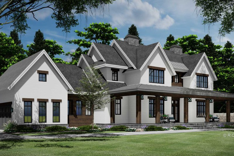 House Blueprint - Exterior - Front Elevation 3 for Farmhouse House Plan #51-1451 - 5 bed, 3.5 bath