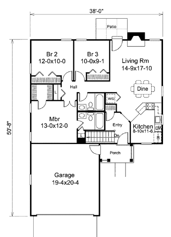 Architectural House Design - Ranch Floor Plan - Main Floor Plan #57-386