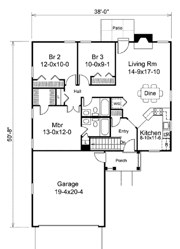 Home Plan - Ranch Floor Plan - Main Floor Plan #57-386