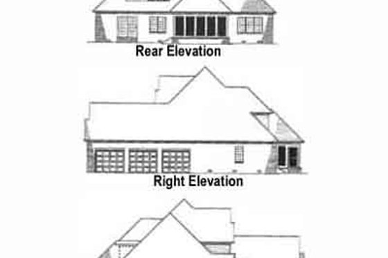 Exterior - Rear Elevation for Southern House Plan #17-2152 - 3 bed, 2.5 bath