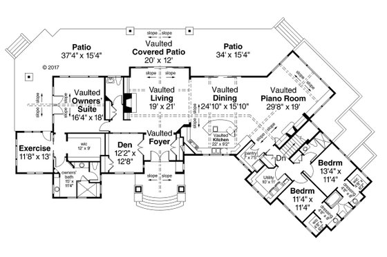 Floor Plan - Main Floor for European House Plan #124-1062 - 3 bed, 3.5 bath